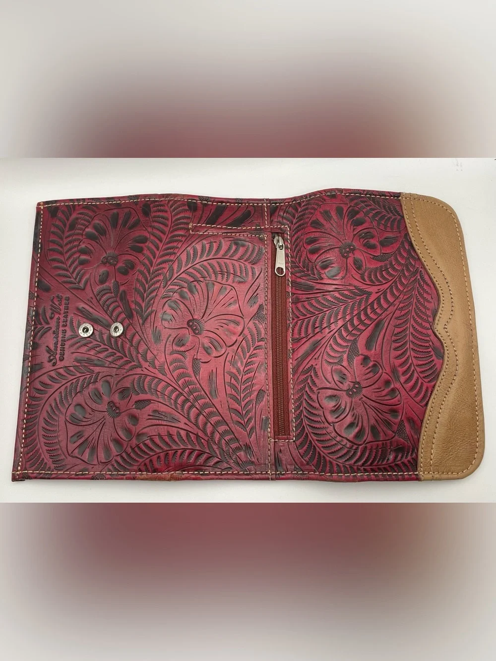 American West Women's Tri-Fold Leather Wallet Billfold for Women